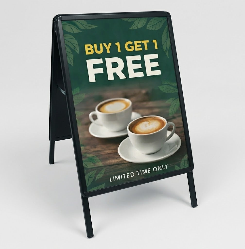 A2 A-Board Pavement Sign - Black - Rounded Corners