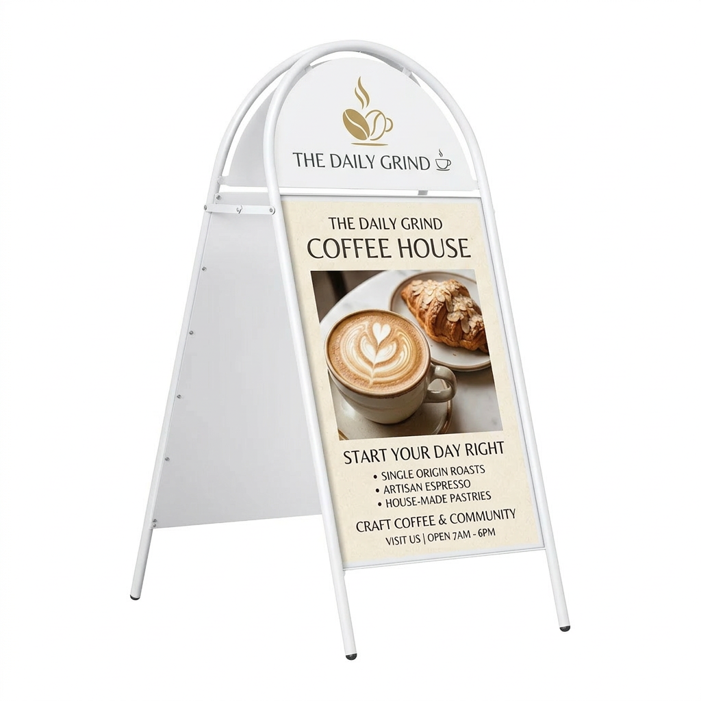A1 A-board Magnetic Round Top Pavement Sign  - White