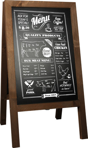 Wood Chalk Pavement Sign (46 x 80 cm) - Brown - display-sign.co.uk