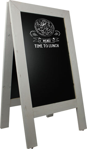 Vintage Wood Chalk Pavement Sign (75 x 135 cm) - White - display-sign.co.uk